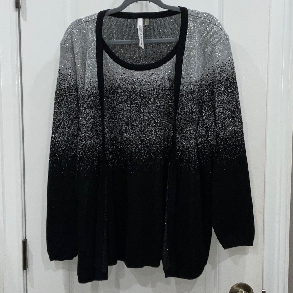 NY Collection Black and Gray Ombre Sweater
